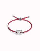Mauve Thread Bracelet With Pearl - Silver