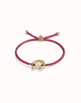 Mauve Thread Bracelet With 18K Gold Plated Shell Pearl