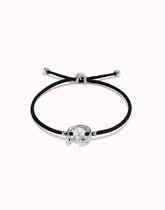 Black Thread Bracelet With Pearl - Silver