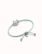 Blue Green Thread Bracelet With Pearl - Silver
