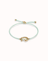 Blue Green Thread Bracelet With 18K Gold Plated Shell Pearl