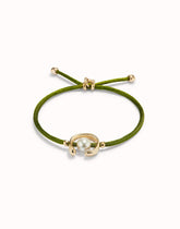Dark Green Thread Bracelet With 18K Gold Plated Shell Pearl