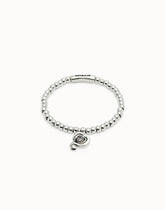 Beaded Stretch Bracelet With Heart And Black Crystal