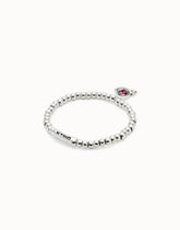 Beaded Stretch Bracelet With Heart And Pink Crystal