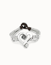 Multi Strand Leather Beaded Bracelet With A Heart