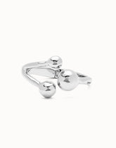 Cuff Bracelet With Three Beads - Silver