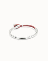 Bangle Bracelet With Pink Leather - Silver