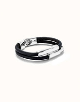 Double Strand Lether Bracelet With Two Tubes