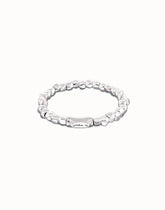 Metal Alloy Elastic Beaded Bracelets Plated In Sterling Silver