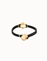 Leather Bracelet In Gold With A Grey Faceted Crystal