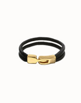 Black Leather Bracelet With Gold Closure