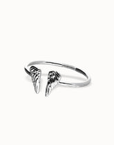 Cuff Bracelet Pleated In Sterling Silver With Wings Detail On The Ends