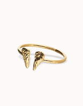 Cuff Bracelet Pleated In 18K Gold With Wings Detail On The Ends