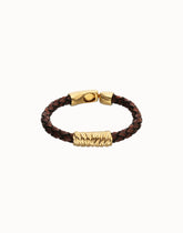 Leather And 18K Gold Alloy Bracelet With Links