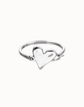 Metal Alloy Semi Rigid Bracelet Plated In Sterling Silver With Heart Detail