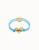 Blue Elastic Thread 18K Gold Plated Bracelet With Heart