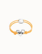 Orange Elastic Thread Sterling Silver Plated Bracelet With Heart