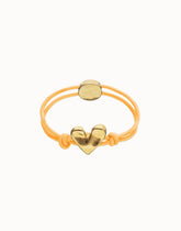 Orange Elastic Thread 18K Gold Plated Bracelet With Heart