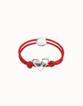 Red Elastic Thread Sterling Silver Plated Bracelet With Heart