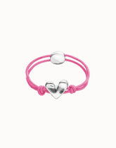 Pink Elastic Thread Sterling Silver Plated Bracelet With Heart