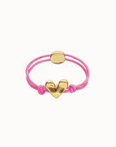 Pink Elastic Thread 18K Gold Plated Bracelet With Heart