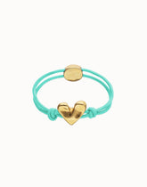 Blue Elastic Thread 18K Gold Plated Bracelet With Heart