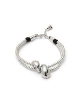 Bracelet Axis Double-Strand Bracelet With Lobster Clasp and Two Drops - Silver