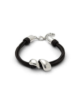 Bracelet Essentia Leather Bracelet With Two Drops - Silver