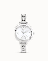 Sterling Silver Metal Alloy Watch With Metal Strap, White Interior Rounded Face