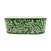 Rustic Garden Dark Green Scroll Oval Planter