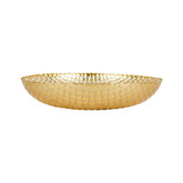 Rufolo Glass Gold Basketweave Large Shallow Bowl