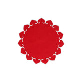 Tessuti Red Round Placemats with White Stitching - Set of 4