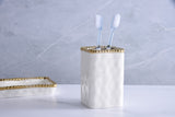 Vanity Accessories With Gold Beads Toothbrush Holder