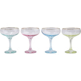 Rainbow Assorted Coupe Champagne Glasses - Set Of 4