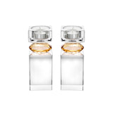 Set of 2 Tall Tea Light Candle Holders with Diamond on Foot