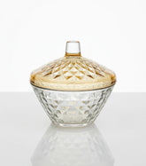 Glass Jar with Diamond Cut Colored Cover