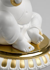 Bansuri Ganesha Figurine, Golden Luster