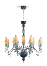 Ivy And Seed 16 Lights Chandelier, Medium Flat Model, Ocean (US)