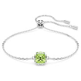 Birthstone bracelet Square cut, August, Green, Rhodium plated