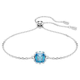 Birthstone bracelet Square cut, December, Blue, Rhodium plated