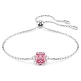 Birthstone bracelet Square cut, October, Pink, Rhodium plated