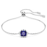 Birthstone bracelet Square cut, September, Blue, Rhodium plated