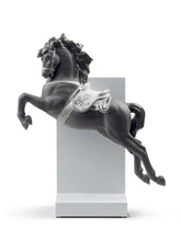 Horse On Pirouette Figurine, Silver Luster