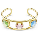 Chroma cuff Cushion cut, Multicolored, Gold-tone plated