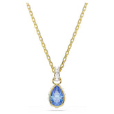 Chroma pendant Pear cut, Blue, 18K gold plated