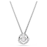 Constella pendant Round cut, Dancing stone, White, Rhodium plated