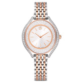 Crystalline aura watch Swiss Made, Metal bracelet, Rose gold tone, Mixed metal finish