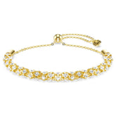 Dextera bracelet Round cut, White, 18K gold plated