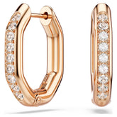 Dextera hoop earrings Octagon shape, Round cut, Small, White, Rose gold-tone plated