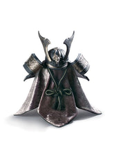 Dragon Samurai Helmet Figurine, Silver Luster